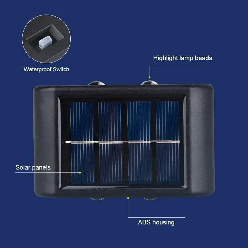 Solar-Außenwandleuchte, 12 LEDs, wasserdicht, Gartenleuchte – Bild 4