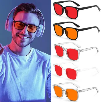 Trendige Anti-Blaulicht-Brille für Damen und Herren, besserer Schlaf, rote Linse, Filterbrille, Anti-UV-Brille