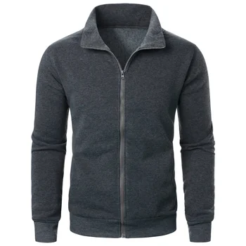 Lässige Sportjacke für Herren mit Stehkragen und Reißverschluss, einfarbiges Oberteil für Herren