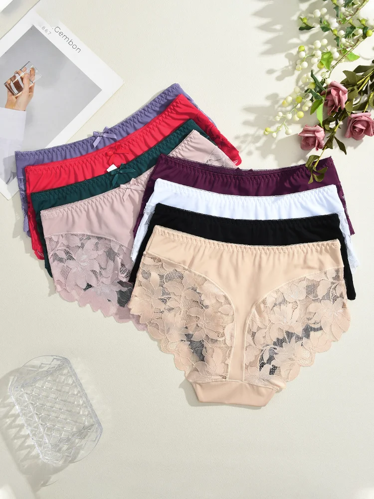S-XXL Frauen Spitze Höschen Patchwork Nahtlose Unterwäsche – Bild 2