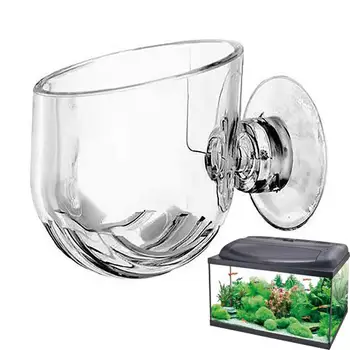Acryl Wasserpflanze Tasse Aquarium Glas Blumentopf mit Saugnapf Fütterungsbehälter Ständer für Aquarium