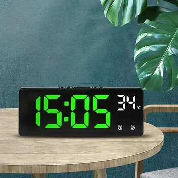 Sprachsteuerung Digitaler Wecker Temperatur Dual Alarm Snooze Desktop Tischuhr Nachtmodus 12/24H LED Uhr Uhr