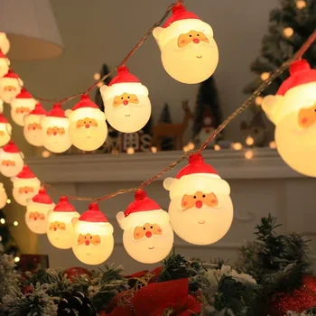 Weihnachtsbeleuchtung, Schnur, Weihnachtsmann, Schneemann, batteriebetriebene Girlande, LED, weihnachtliches