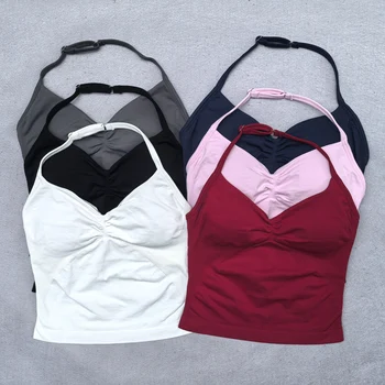 Verstellbares Träger-Gymnastik-Top, rückenfrei, Fitnessstudio-Kleidung, Damen, Scrunch-BH, abnehmbare