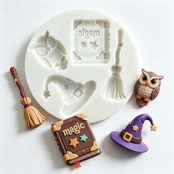 Magisches Buch Eule Silikon-Zuckergussform Cupcake-Backform Fondant-Kuchendekorationswerkzeuge