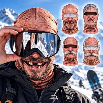 Lustige 3D-Gesichts-Balaclava-Mütze, Vollgesichtsmaske, Kapuze, Balaclava für Motorradfahren, Skifahren