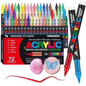 72 farben Acryl Farbe Stifte Marker Set Pinsel Spitze Farbe Marker Für Rock Malerei Holz Leinwand Stein