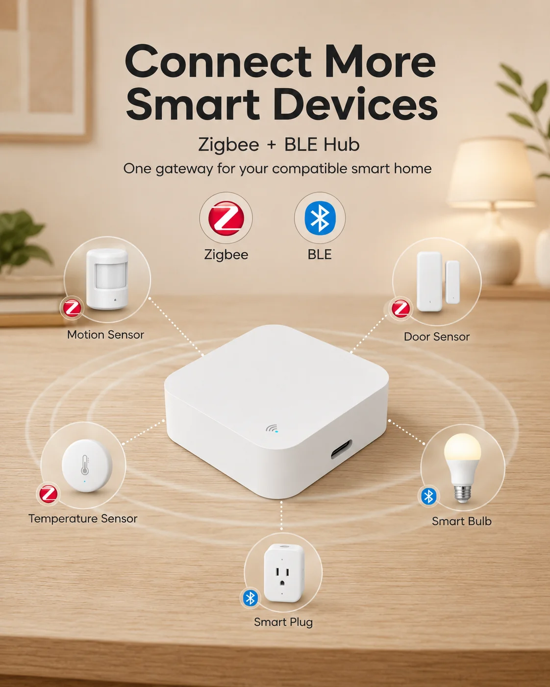 Smart Home Hub Gateway mit IR-Fernbedienung, Zigbee Wi-Fi BLE – Bild 3