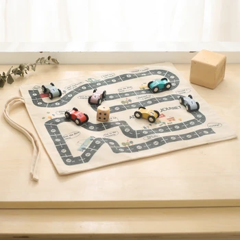 35*31CM Montessori Spielzeug Baby Auto Verkehrs Straße Karte Leinwand Desktop Matte Spiel Holz Auto