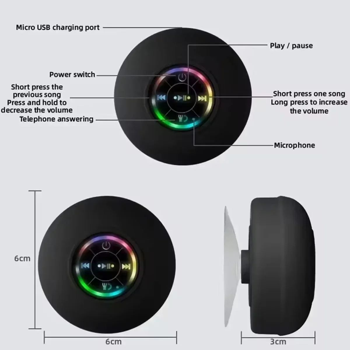 Tragbare Bluetooth Audio IPX4 wasserdichte LED-Leuchten – Bild 6