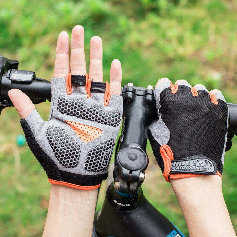 Männer Radfahren Fahrrad Handschuhe Halbe Finger Gym