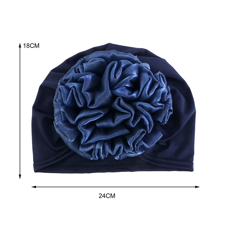 Frauen Hijabs Turban Große Blume Elastische Tuch Haar Bands – Bild 2
