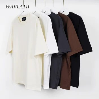 WAVLATII Übergroße Sommer-T-Shirts für Damen und Herren, braun, lässig, weiblich, koreanische