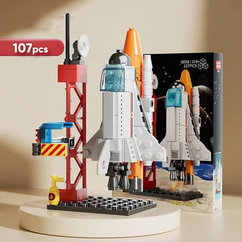 DIY-Bausteine, Weltraumrakete, Basteln, Startzentrum, Basis, Puzzle, Modell, Montage (107 Stück)