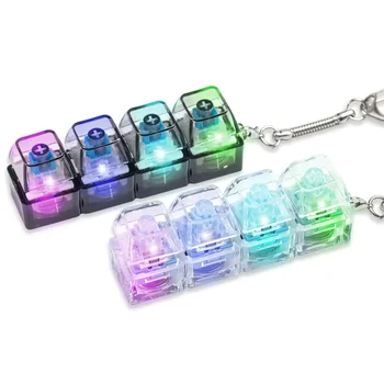 4Keys beleuchtete mechanische Tastatur, Schlüsselanhänger, Fingertaste, Anti-Stress-Tastenkappe für Büro