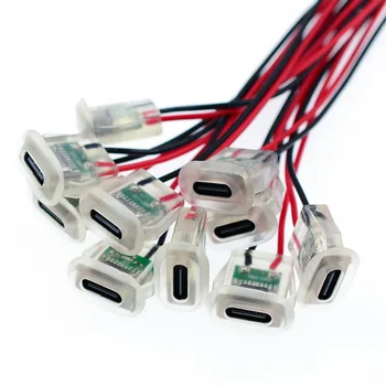 2-polige USB Typ C 5A Eingangstyp-Ladebuchse mit LED-Leuchten Platte wasserdichter USB-C-Stromanschluss Typ C