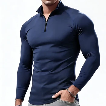 Langarm-T-Shirt Herren Kompressions-Sportbekleidung Männliches T-Shirt Elastisches Enganliegendes Oberteil