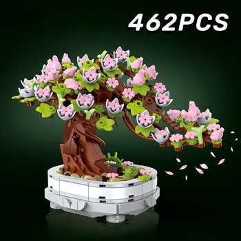 Bonsai Baustein Blume Kreative Pflanze Kirschblüte Baum Topf Bouquet DIY Hause Dekoration (462 Stück)
