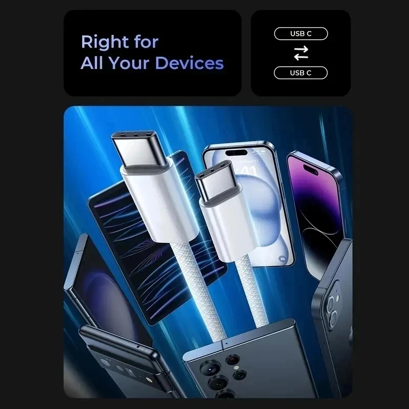 USB-C auf USB-C Kabel 60 W PD, geflochten, für iPhone 15/16 – Bild 6