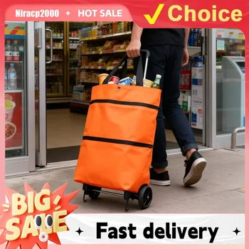 Faltbare Einkaufstasche mit Rädern, Trolley-Korb, kleiner Zugwagen, Heim-Utility, einziehbarer Schlepper