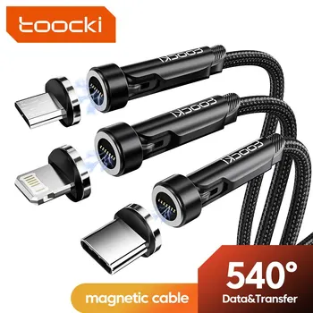 Toocki drehen magnetisches USB Typ C Kabel für iPhone 12 x Xiaomi Schnell ladegerät Micro USB Typ C Magnet