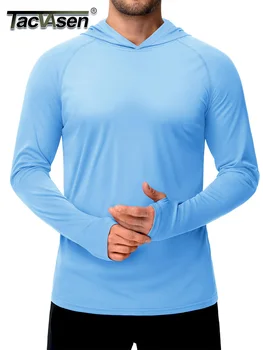 TACVASEN Sonnenschutz T-Shirts Herren Langarm Hoodie Casual UV-Beweis T-Shirts Atmungsaktiv Leichte Quick Dry