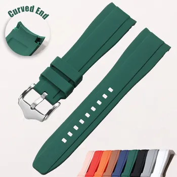 20 mm 22 mm Kautschukarmband, Silikon-Uhrenarmband mit gebogenem Ende für Swatch für Omega Moonswatch-Armband