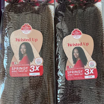 3X Springy Afro Twist synthetisches Flechthaar, 16/24 Zoll, kurzes, weiches Afro Twist Häkel-Flechthaar