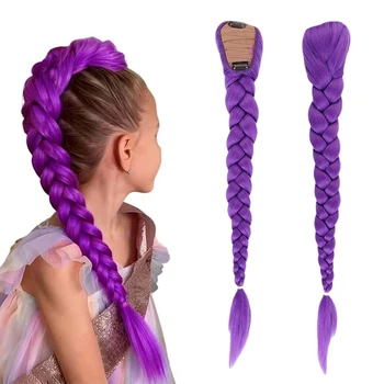 KPop Anime Charakter Cosplay Lila Perücke für Kinder Mädchen Anime Kostüm Frisur 26 Zoll lange