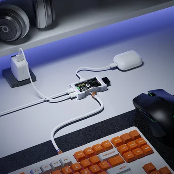 HMLAB ZNEO Gaming-USB-Hub - 2-zu-3-Anschluss, 8K Hz, unabhängige Stromversorgung, mit Bildschirm, trendig