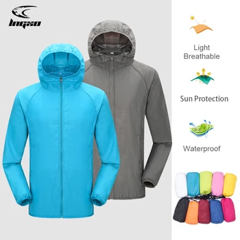 Camping Regen Jacke Männer Frauen Wasserdichte Sonnenschutz Kleidung Angeln Jagd Kleidung Schnelle Trockene