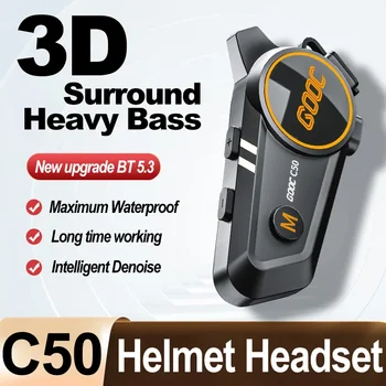 3D Surround Heavy Bass Motorradhelm Headset Stereo Bluetooth Freisprechanruf IPX7 Wasserdicht mit dreifarbigem