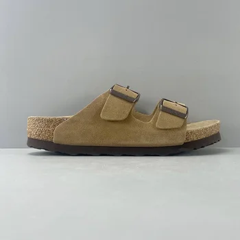 Wildleder-Clogs für Herren und Damen mit Korkfußbett, geschlossener Zehenpartie, Komfort-Support für den
