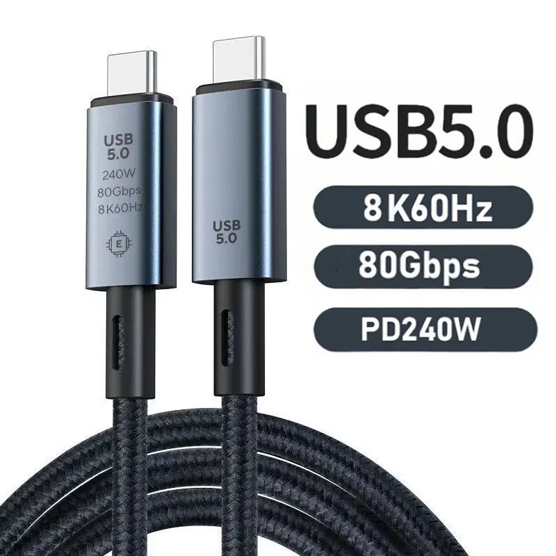 USB 5 Kabel 80 Gbit/s 240 W 8 K 60 Hz für Thunderbolt 5 Typ C