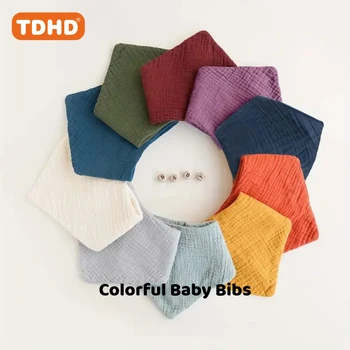 TDHD Baby-Lätzchen, weiche, saugfähige Sabber- und Ess-Lätzchen mit Knopfverschluss, gemischte (7 Stück)