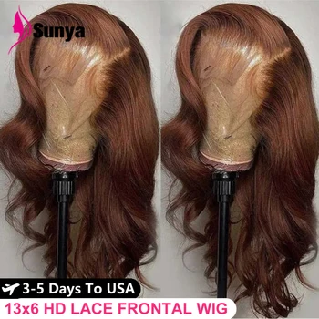 Schokoladenbraune 13x6 HD Lace Front Echthaarperücken für Damen, brasilianische Body Wave 13x4 Full Lace