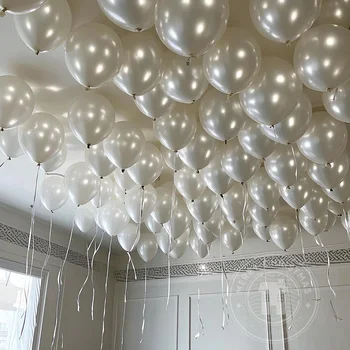 Latex Perle Weiße Luftballons Hochzeit Geburtstag Party Dekoration Aufblasbare Luft Gold Ballon (50 Stück)