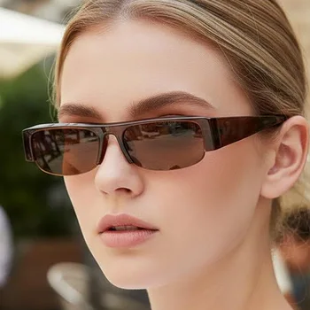 SO&EI Metallscharniere Kleine Rechteckige Damen-Sonnenbrille Vintage Klare Gläser Herren Halbrahmen-Brillen
