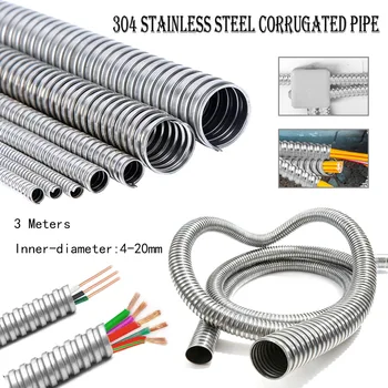 3 Meter 4/6/8/10/13/16/20 mm 304 Edelstahl Wellrohr Draht Leitung Kabel Leitung Schützen Schlauch Rohr