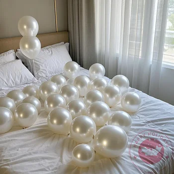 5/10/12 Zoll Perlweiße Ballons Hochzeit Jubiläum Valentinstag Geburtstagsfeier Verlobung Kleine (30 Stück)