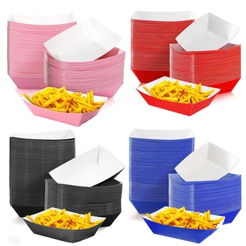 Party Einweg Papier Tabletts Rosa Rot Blau Schwarz Teller Boote Box BBQ Dessert Mehrfachspiel Hochzeit