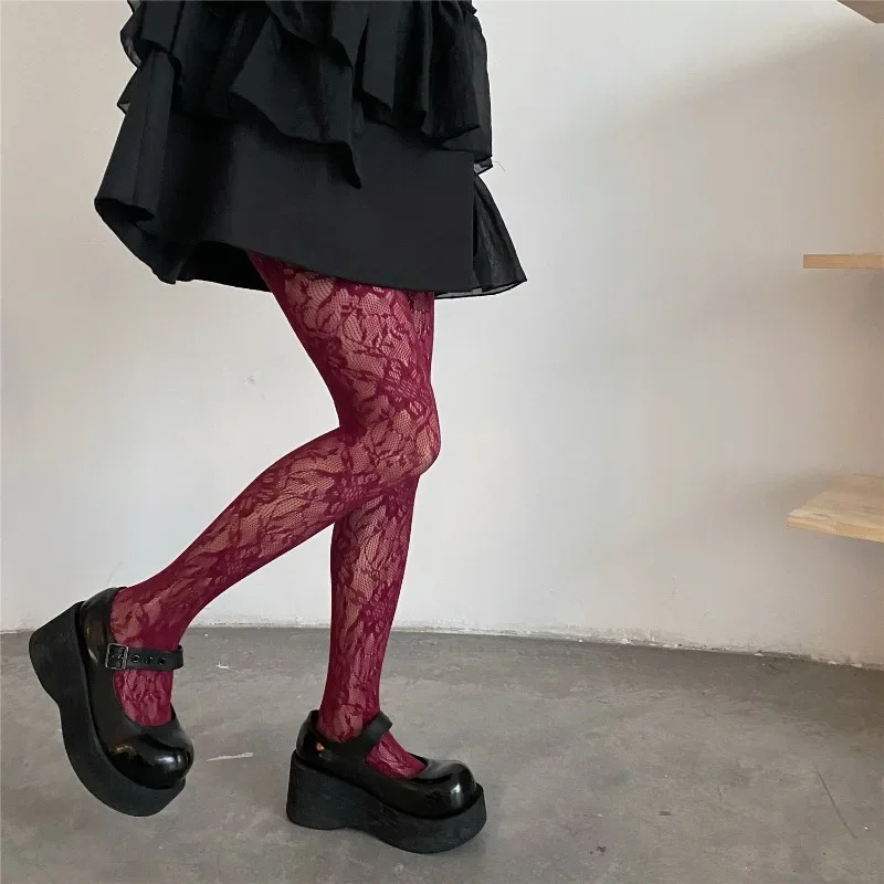 Lolita Süße Mädchen Punk Stil Floral Strumpfhosen Bunte – Bild 5