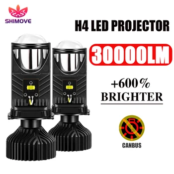 H4 LED Projektor Auto Scheinwerfer 30000LM 6000K Canbus Lüfter Kühlung Mini Bi LED Objektiv Projektor Mini
