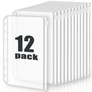 Wasserdichte A6 6-Loch-Bindertaschen, wasserdichte PVC-Budget-Umschläge, Reißverschluss-Bindertaschen