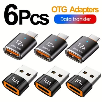 12A USB 3.0 zu Typ-C Adapter LED OTG USB-C Stecker auf USB-A Buchse Anschluss für iPhone 15 Tablet Notebook