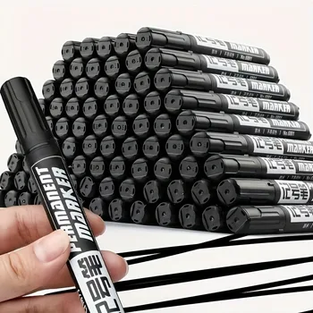 Permanentmarker-Set, wasserfeste schwarze Tinte, Bürobedarf auf Ölbasis mit hoher Kapazität (10 Stück)