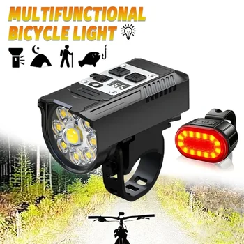 9LED Radfahren Taschenlampe Typ C Wiederaufladbare Fahrrad Taschenlampen Ultraleichte Lenker Lichter Outdoor