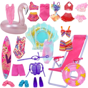 Puppen-Bademode 30cm Puppe 1/6 Sommer Rettungsring Badeanzug Ringe Bikini Slipper Stuhl Strandkleidung 11,5