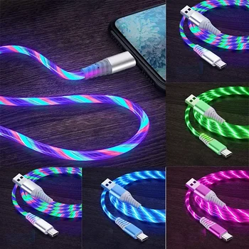Leuchtendes LED USB-C Ladekabel 5 A, Schnellladen und Daten