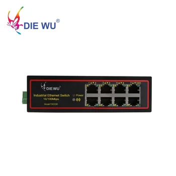 8 Ports Industrieller Ethernet-Switch 10/100 Mbit/s Netzwerk-Switch DIN-Schienentyp Netzwerk Lan RJ45-Adapter
